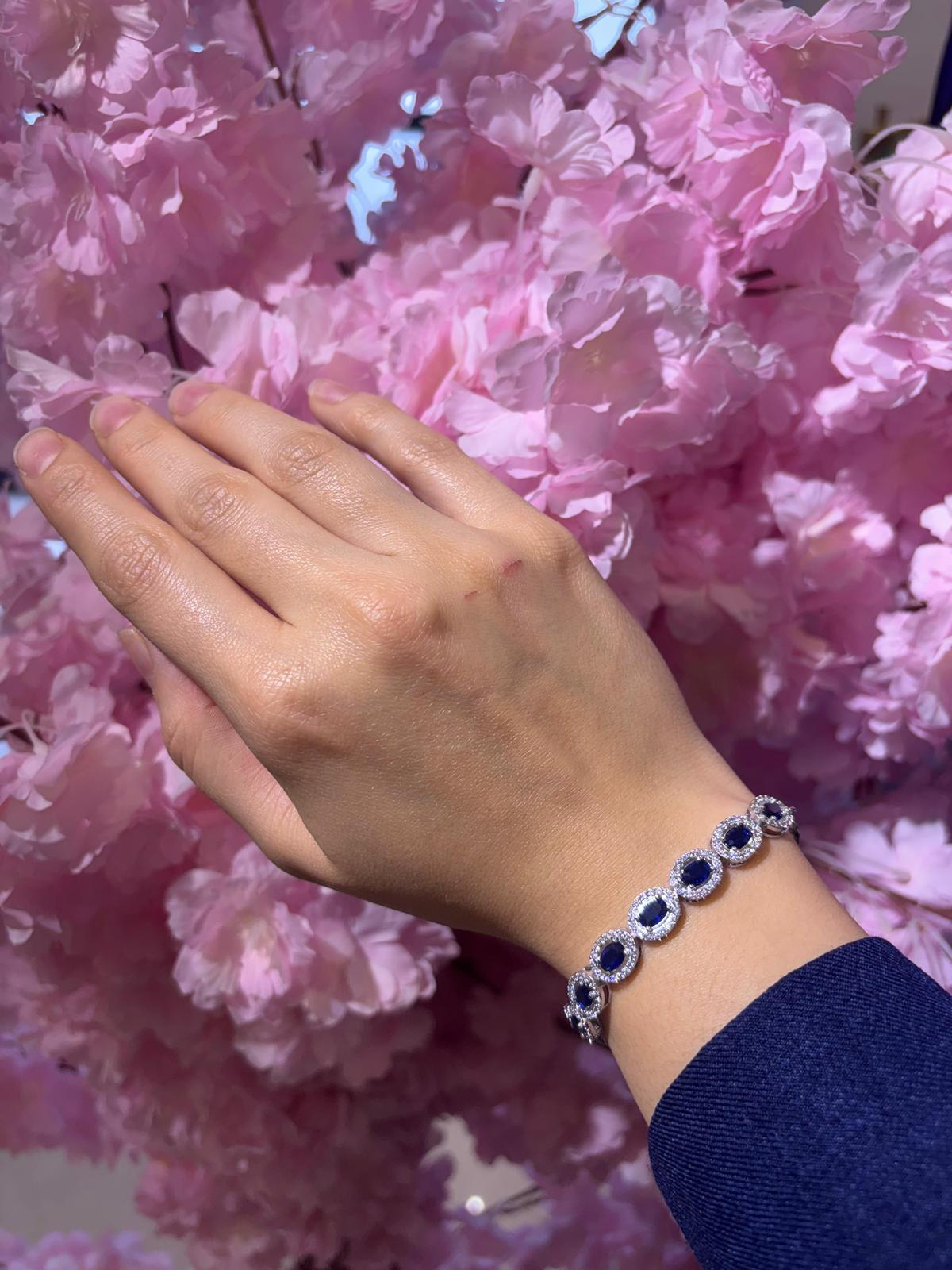 Lacivert Damla Taşlı Bileklik