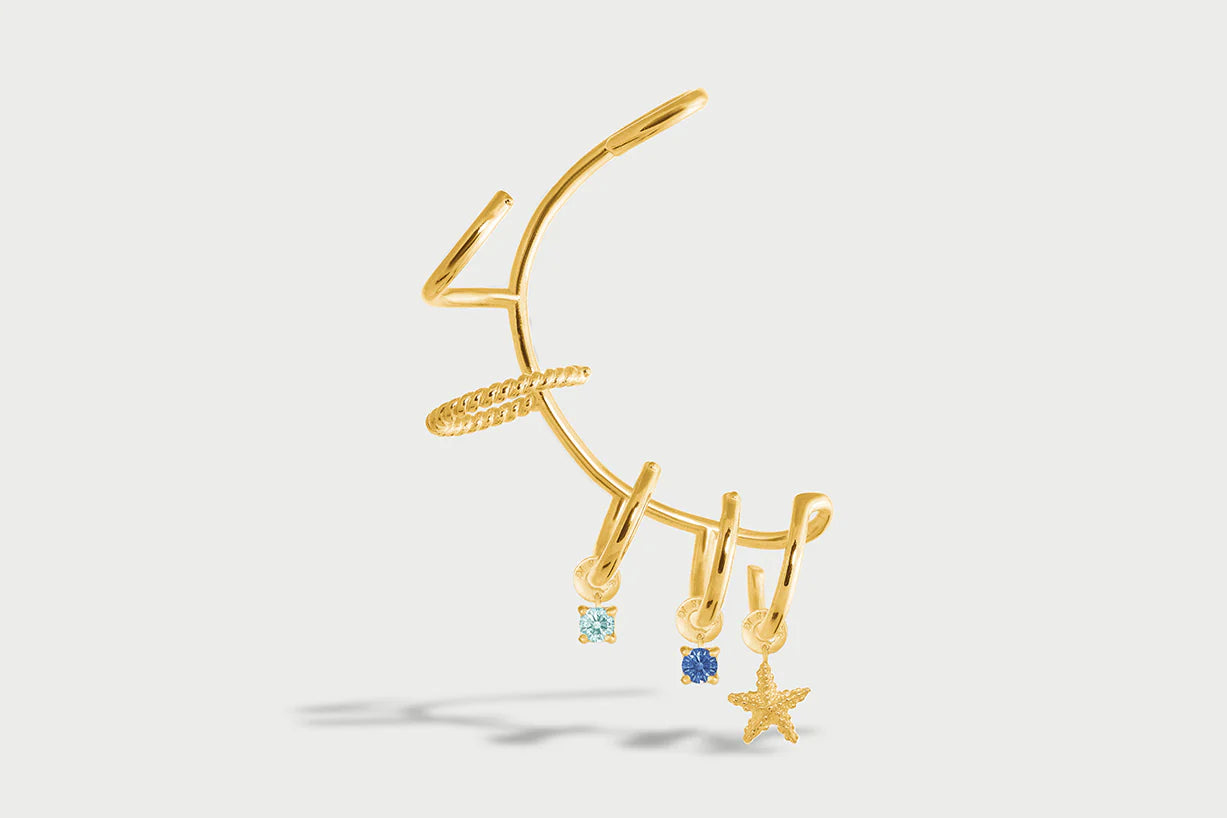 Altın Işıltı Çoklu Halka Küpe Seti (Ayarlanabilir)