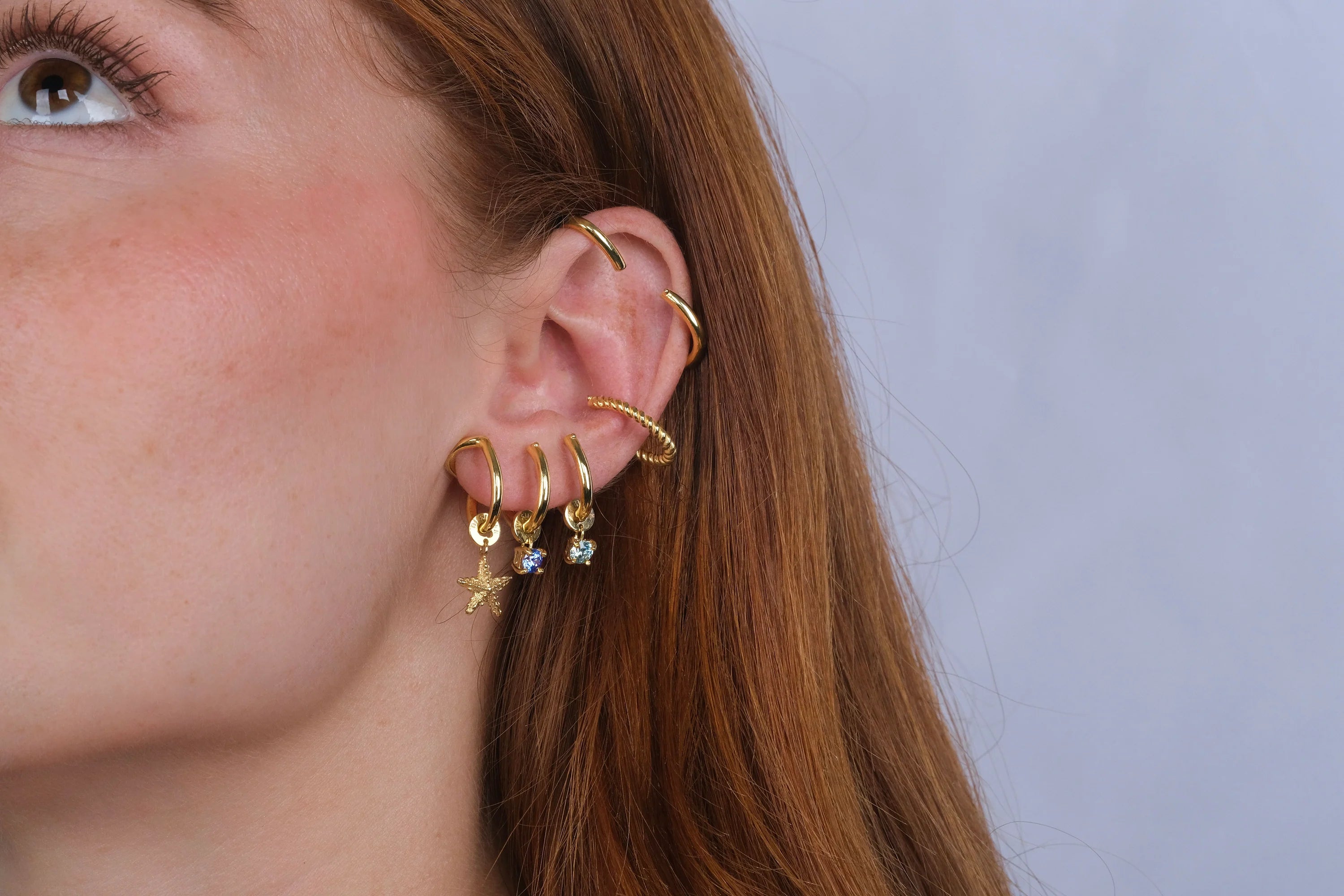 Altın Işıltı Çoklu Halka Küpe Seti (Ayarlanabilir)